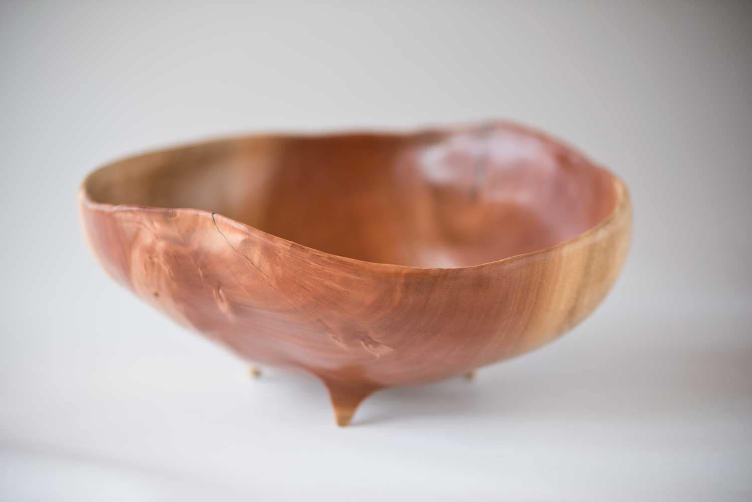 Three Legged Oak Wooden Bowl