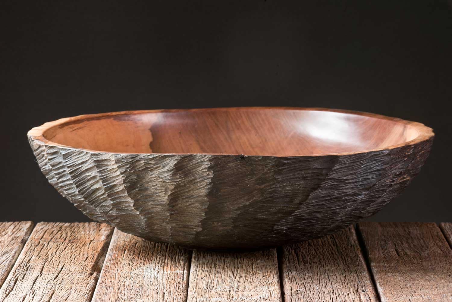 Hand-Carved-Pohutukawa-Bowl-No597 Three Legged Oak Wooden Bowl