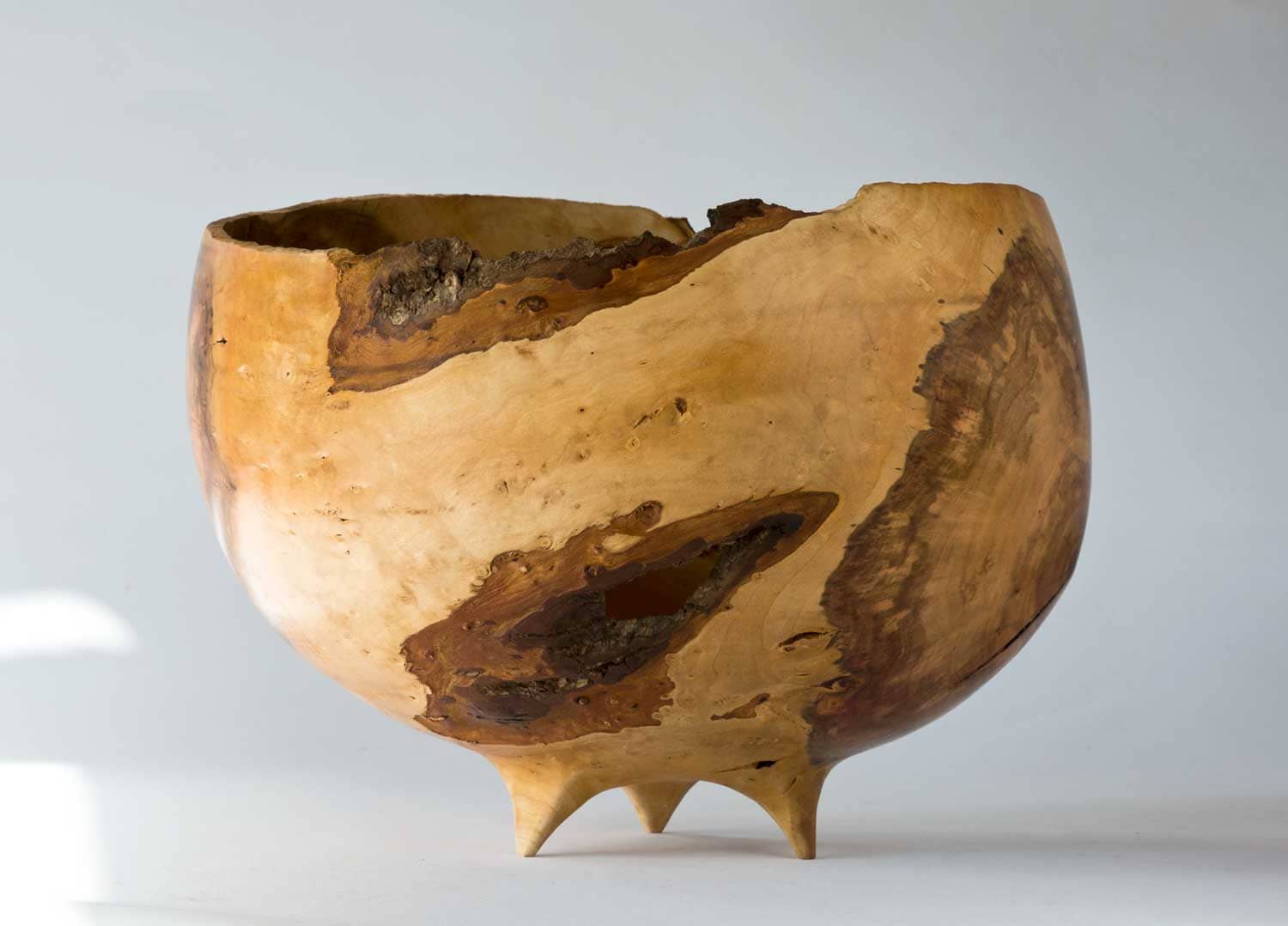 Three Legged Oak Wooden Bowl