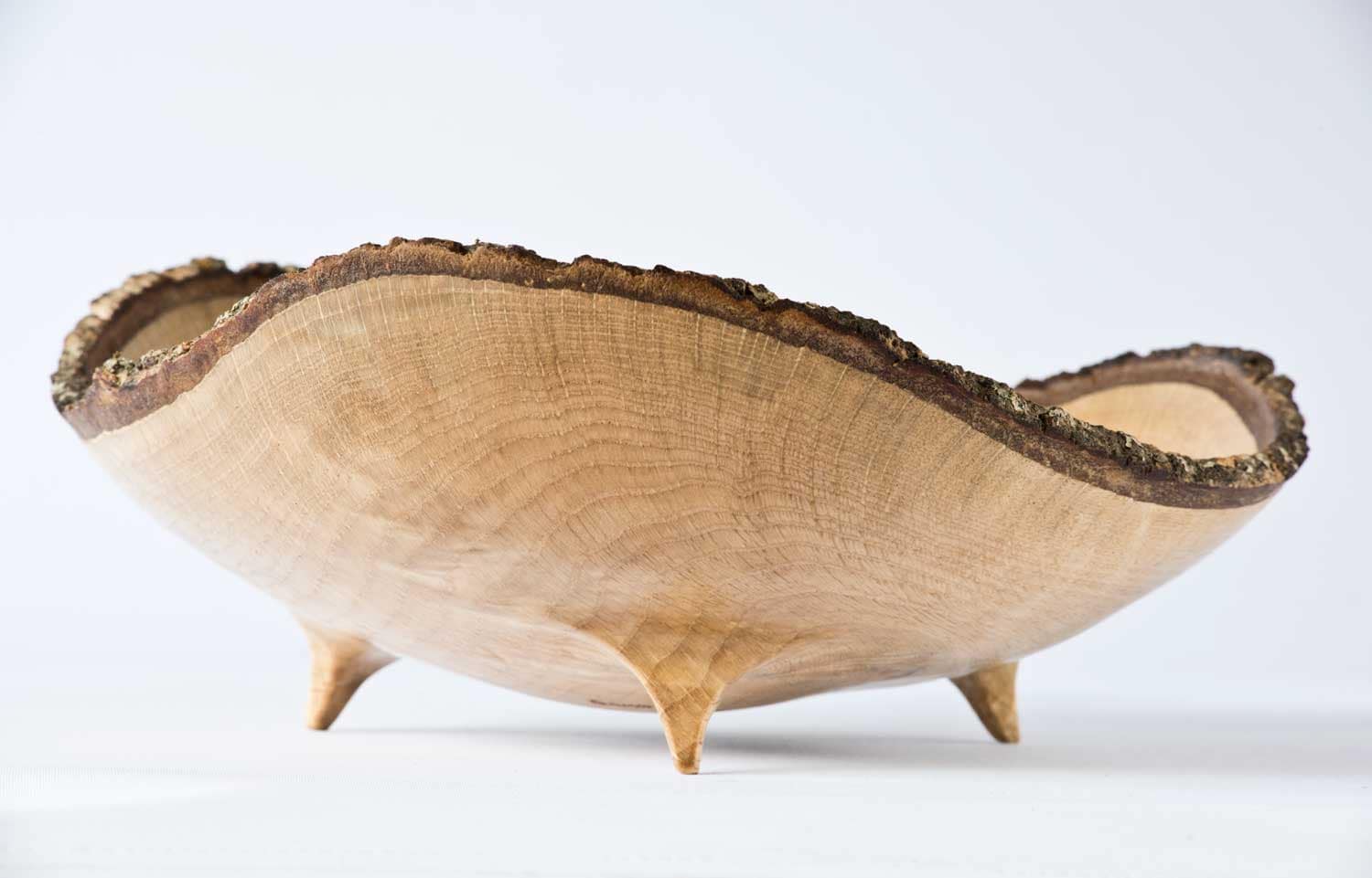 Three Legged Oak Wooden Bowl