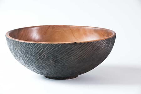 Hand Carved Ebonised Pohutukawa Bowl No595