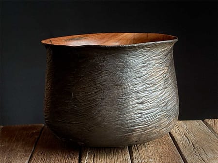 Black wood art vessel No728