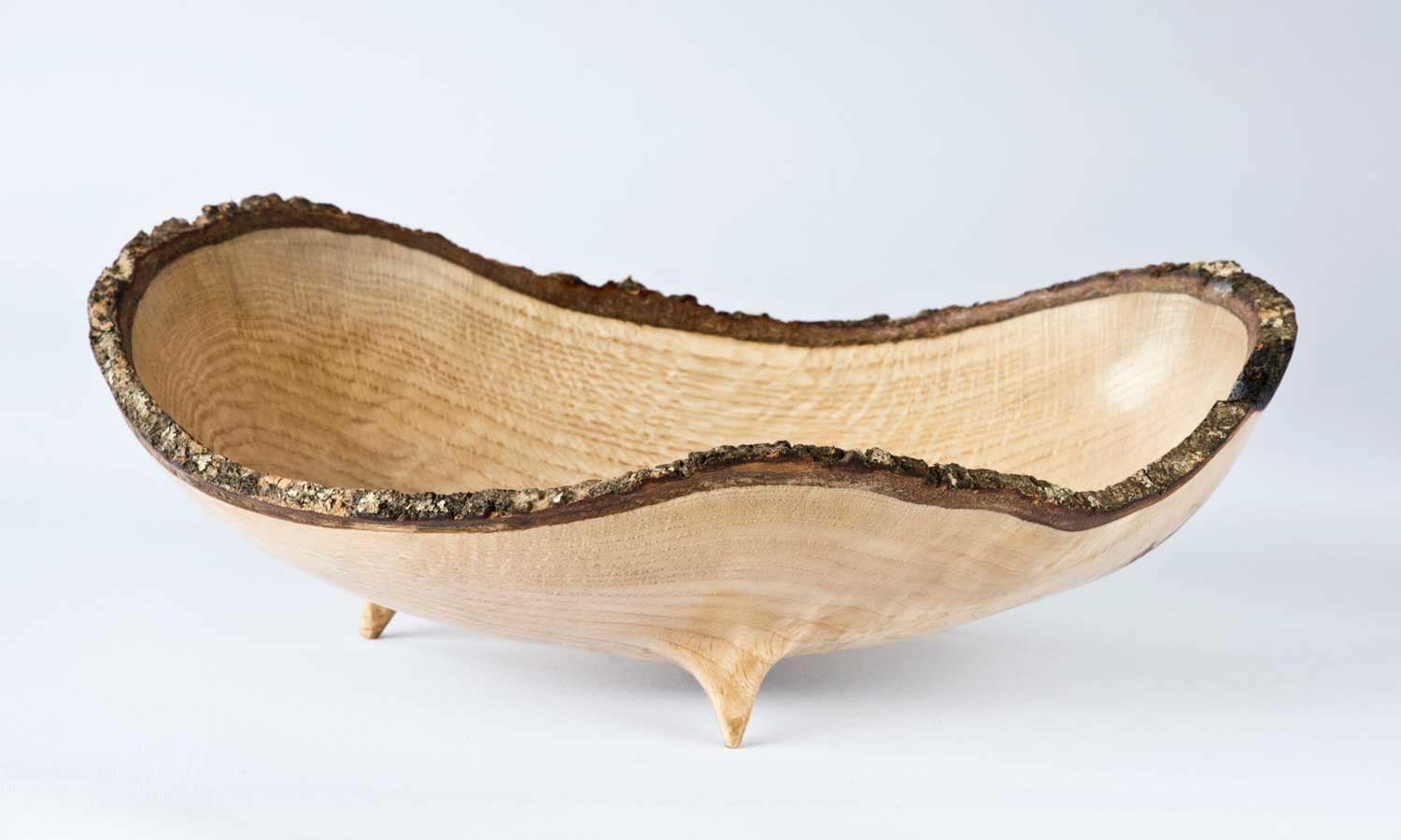 Three Legged Oak Wooden Bowl